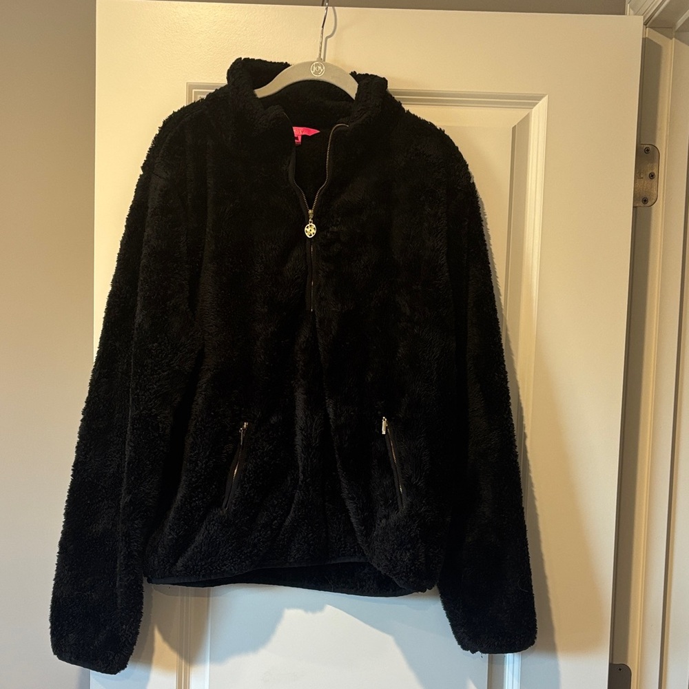 Women's Lilly Pulitzer Black Fleece 1/4 Zip Pullover XL